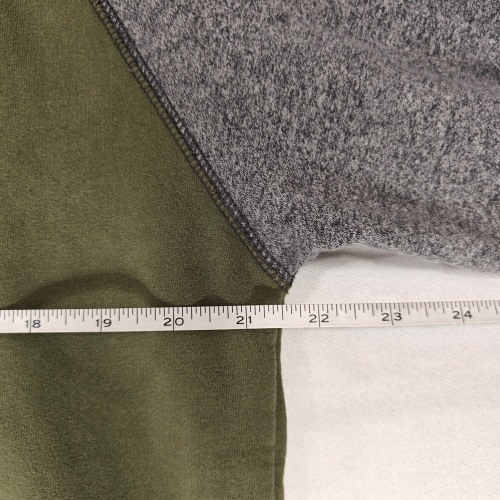 American Eagle Mens Full Zip Hoodie Green Gray Colorblock Eagle Graphic Large - Picture 6 of 7